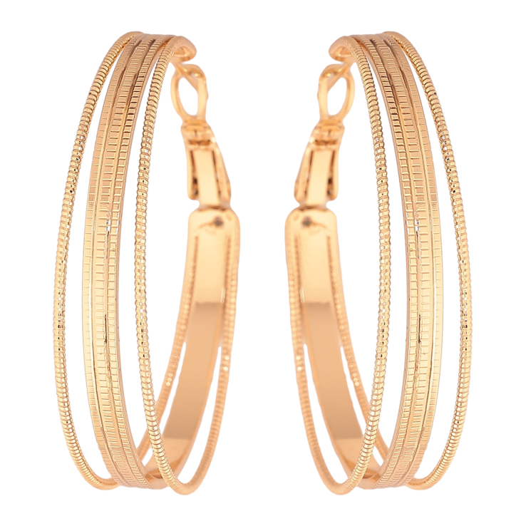 Серьги Xuping цвет Позолота 18K кольца (конго) "Декоративный узор" ø 4см фото №13