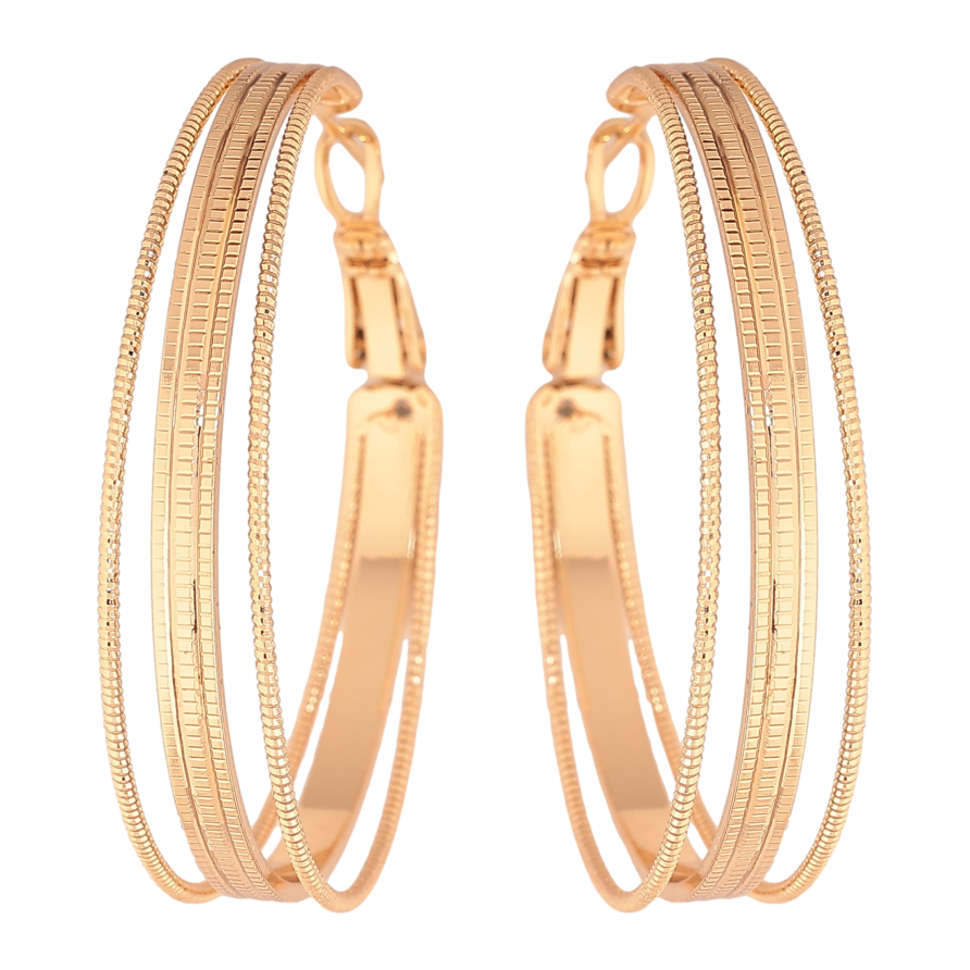 Сережки Xuping колір Позолота 18K кільця (конго) "Декоративний візерунок" ø 4см фото №1 Сережки Xuping колір Позолота 18K кільця (конго) "Декоративний візерунок" ø 4см фото №1