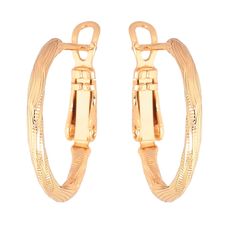 Серьги Xuping цвет Позолота 18K кольца (конго) "Декоративный узор" ø 2см фото №6