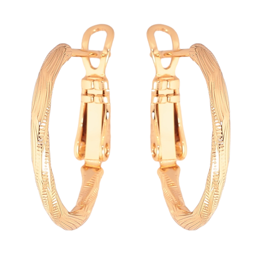 Серьги Xuping цвет Позолота 18K кольца (конго) "Декоративный узор" ø 2см фото №1