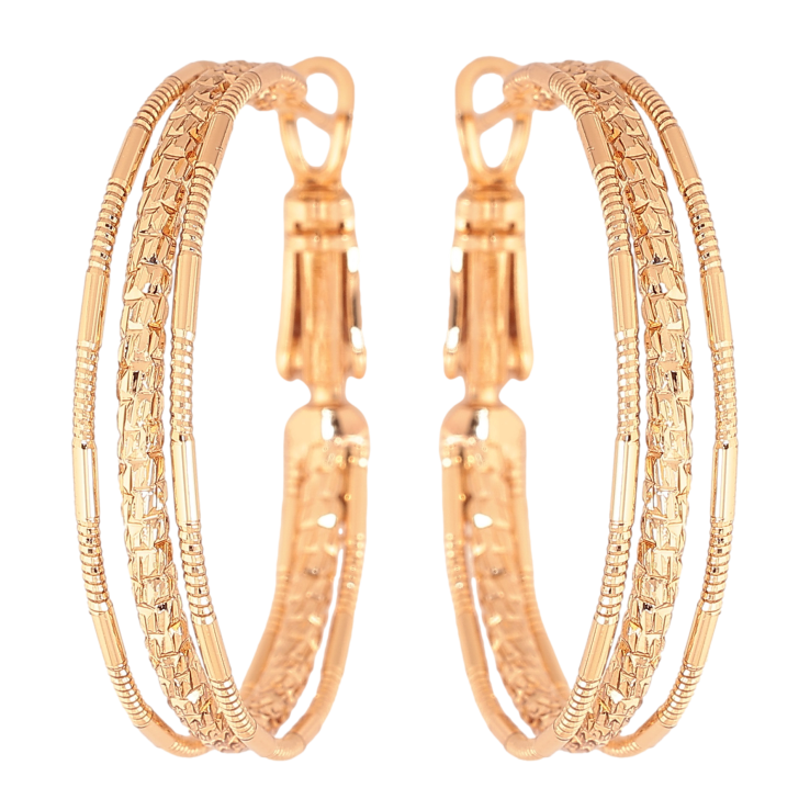 Серьги Xuping цвет Позолота 18K кольца (конго) "Декоративный узор" ø 3см фото №13