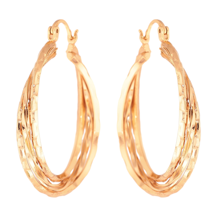 Серьги Xuping цвет Позолота 18K кольца (конго) "Декоративный узор" ø 3,5см фото №5