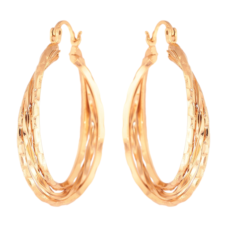 Серьги Xuping цвет Позолота 18K кольца (конго) "Декоративный узор" ø 3,5см фото №7