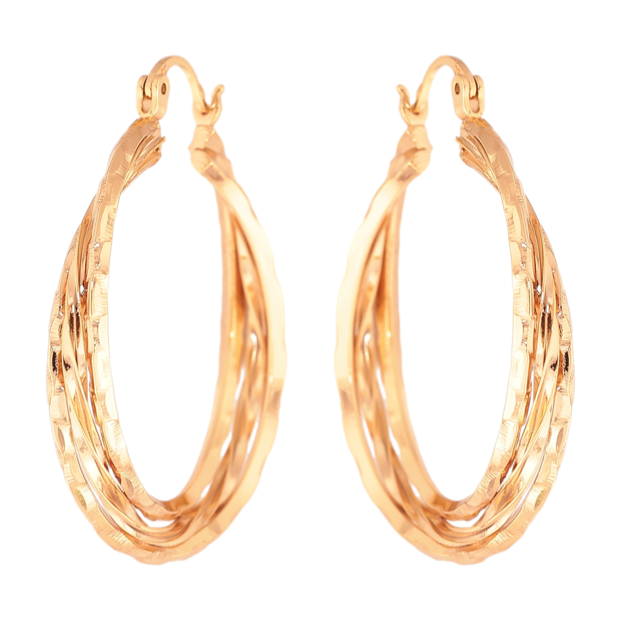 Серьги Xuping цвет Позолота 18K кольца (конго) "Декоративный узор" ø 3,5см фото №1 Серьги Xuping цвет Позолота 18K кольца (конго) "Декоративный узор" ø 3,5см фото №1