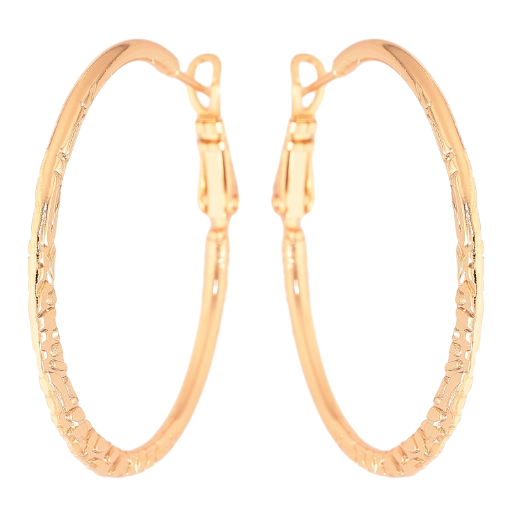 Серьги Xuping цвет Позолота 18K кольца (конго) "Декоративный узор" ø 3.8см фото №3