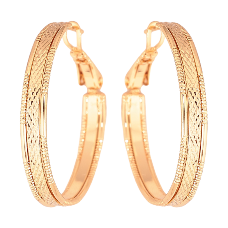 Сережки Xuping колір Позолота 18K кільця (конго) "Декоративний візерунок" ø 3см фото №17 Сережки Xuping колір Позолота 18K кільця (конго) "Декоративний візерунок" ø 3см фото №17