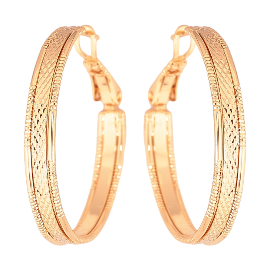 Серьги Xuping цвет Позолота 18K кольца (конго) "Декоративный узор" ø 3см фото №1 Серьги Xuping цвет Позолота 18K кольца (конго) "Декоративный узор" ø 3см фото №1