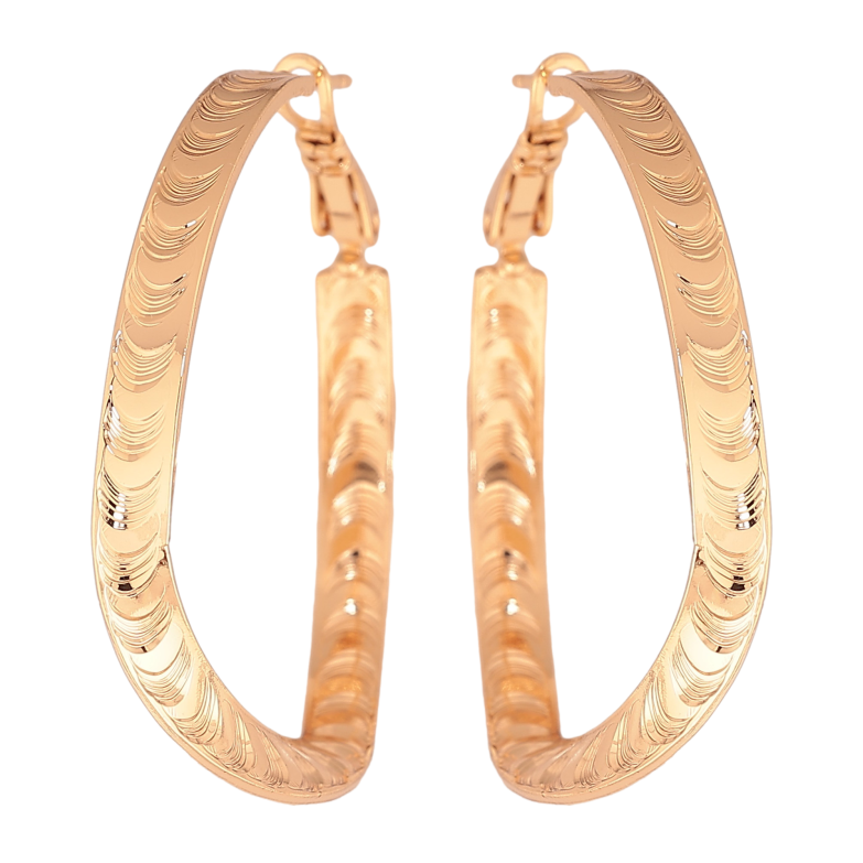 Сережки Xuping колір Позолота 18K кільця (конго) "Декоративний візерунок" ø 4см фото №19 Сережки Xuping колір Позолота 18K кільця (конго) "Декоративний візерунок" ø 4см фото №19
