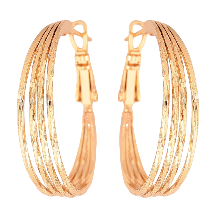 Серьги Xuping цвет Позолота 18K кольца (конго) "Декоративный узор" ø 3см фото №15
