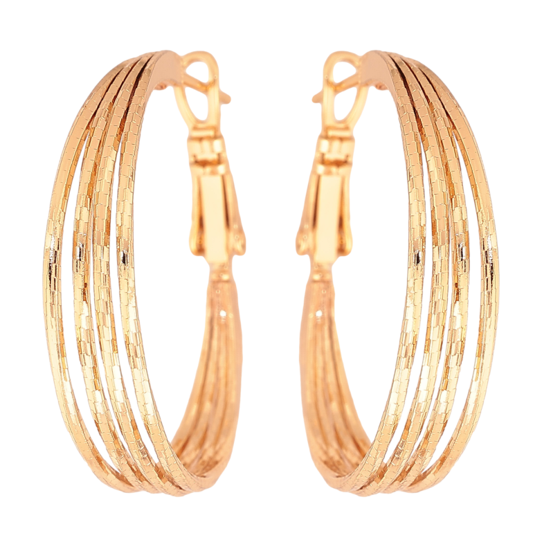Серьги Xuping цвет Позолота 18K кольца (конго) "Декоративный узор" ø 3см фото №3 Серьги Xuping цвет Позолота 18K кольца (конго) "Декоративный узор" ø 3см фото №3