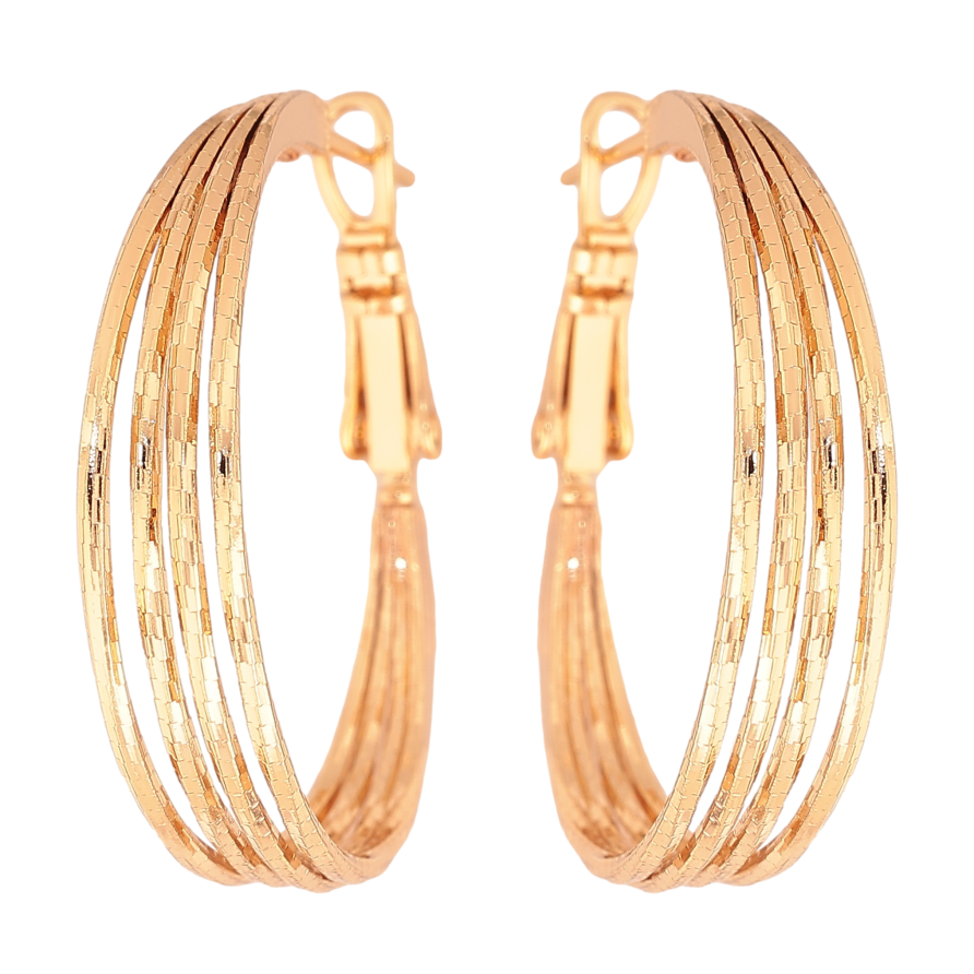 Сережки Xuping колір Позолота 18K кільця (конго) "Декоративний візерунок" ø 3см фото №1 Сережки Xuping колір Позолота 18K кільця (конго) "Декоративний візерунок" ø 3см фото №1