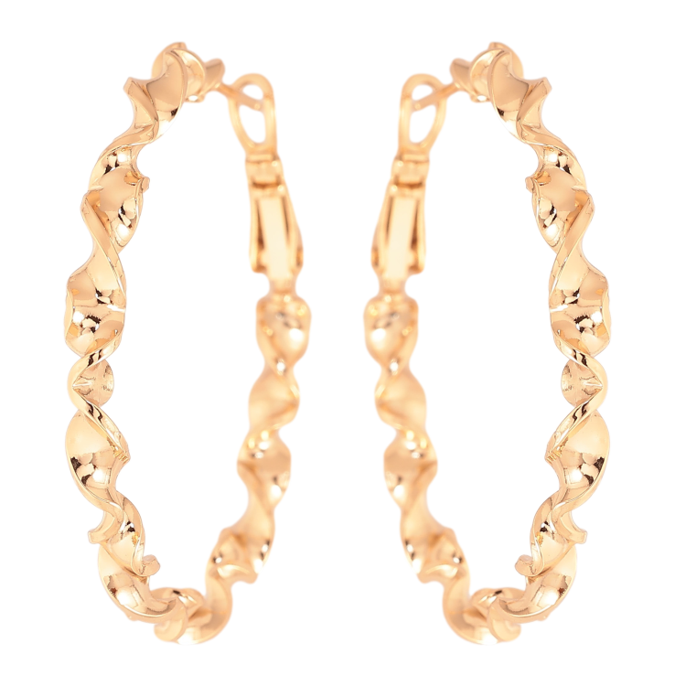 Серьги Xuping цвет Позолота 18K кольца (конго) "Декоративный узор" ø 4см фото №10