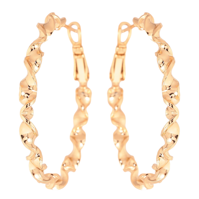 Сережки Xuping колір Позолота 18K кільця (конго) "Декоративний візерунок" ø 5см фото №6 Сережки Xuping колір Позолота 18K кільця (конго) "Декоративний візерунок" ø 5см фото №6