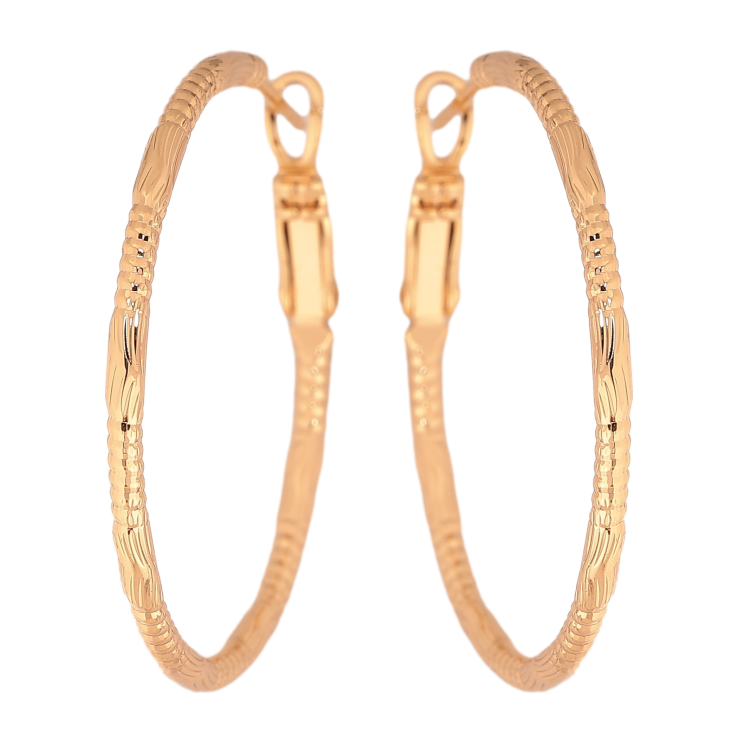Серьги Xuping цвет Позолота 18K кольца (конго) "Декоративный узор" ø 3.5см фото №18