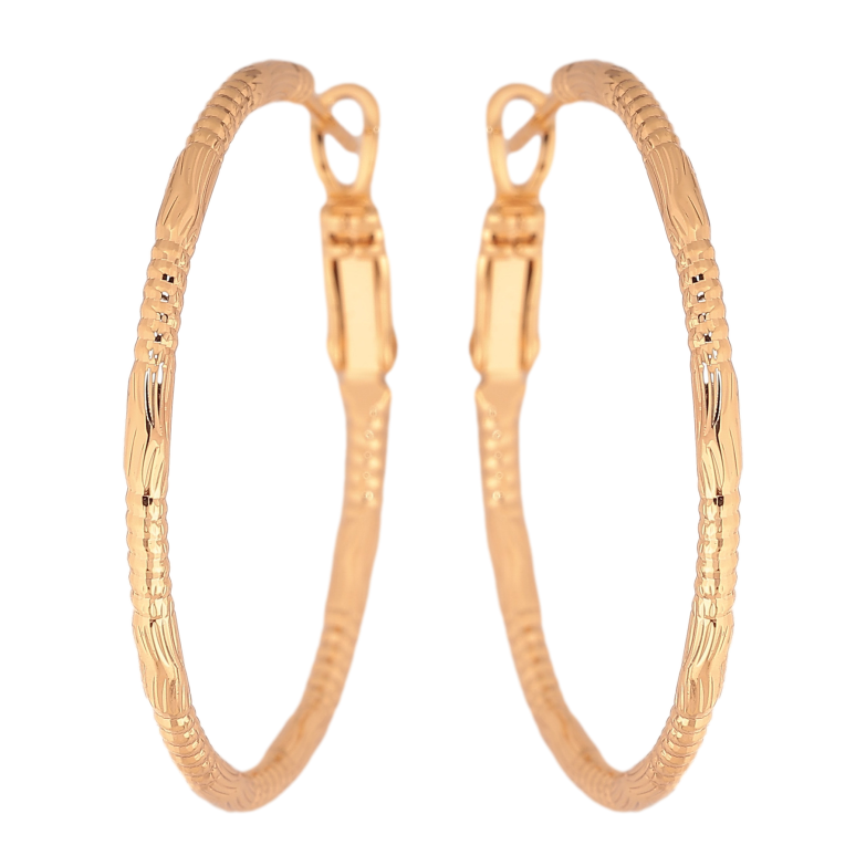 Сережки Xuping колір Позолота 18K кільця (конго) "Декоративний візерунок" ø3.5см фото №12 Сережки Xuping колір Позолота 18K кільця (конго) "Декоративний візерунок" ø3.5см фото №12