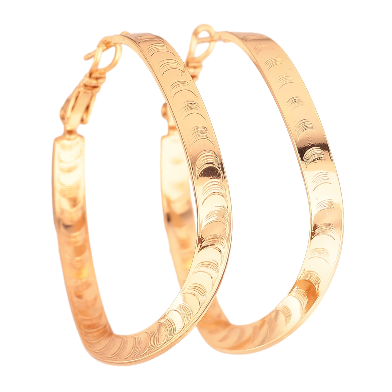 Серьги Xuping цвет Позолота 18K кольца (конго) "Декоративный узор" ø 4см фото №1