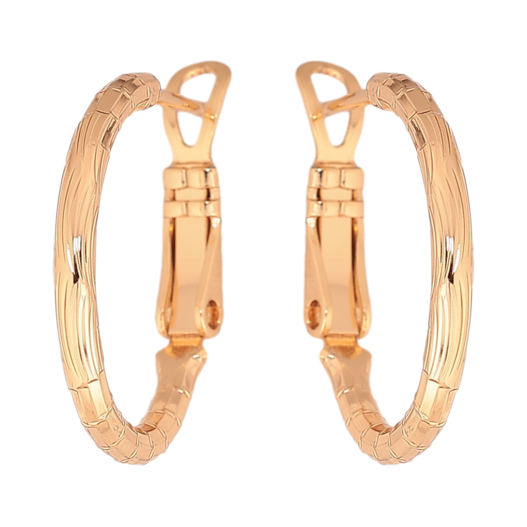 Серьги Xuping цвет Позолота 18K кольца (конго) "Декоративный узор" ø 2см фото №4