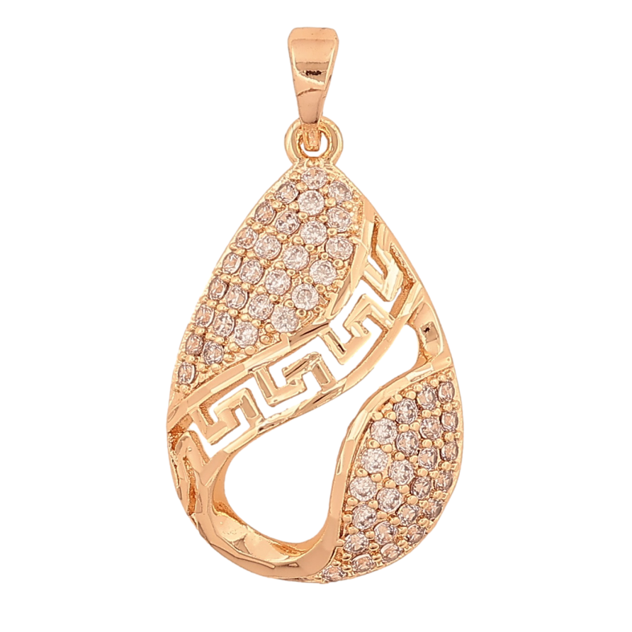 Кулон Xuping M&L колір 18K "Крапелька з інкрустацією кристалами та грецьким візерунком" для ланцюжка до 5мм фото №1 Кулон Xuping M&L колір 18K "Крапелька з інкрустацією кристалами та грецьким візерунком" для ланцюжка до 5мм фото №1
