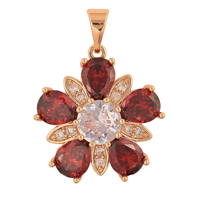 Кулон Xuping M&L колір 18K "Квіточка з червоно-білими кристалами" для ланцюжка до 7мм фото №6 Кулон Xuping M&L колір 18K "Квіточка з червоно-білими кристалами" для ланцюжка до 7мм фото №6