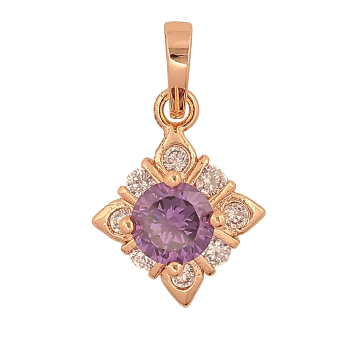 Кулон Xuping M&L цвет 18K "Ромбовая подвеска с сиреневым кристаллом" для цепочки до 5мм фото №21 Кулон Xuping M&L цвет 18K "Ромбовая подвеска с сиреневым кристаллом" для цепочки до 5мм фото №21