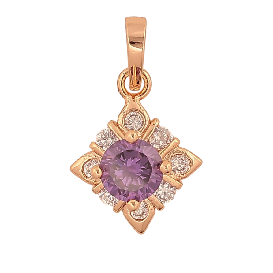 Кулон Xuping M&L цвет 18K "Ромбовая подвеска с сиреневым кристаллом" для цепочки до 5мм фото №1 Кулон Xuping M&L цвет 18K "Ромбовая подвеска с сиреневым кристаллом" для цепочки до 5мм фото №1
