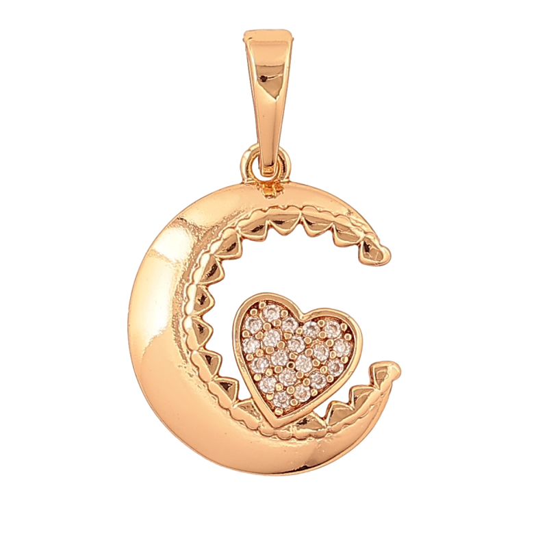 Кулон Xuping цвет Позолота 18K "Полумесяц с сердечком" для цепочки до 6мм фото №4 Кулон Xuping цвет Позолота 18K "Полумесяц с сердечком" для цепочки до 6мм фото №4