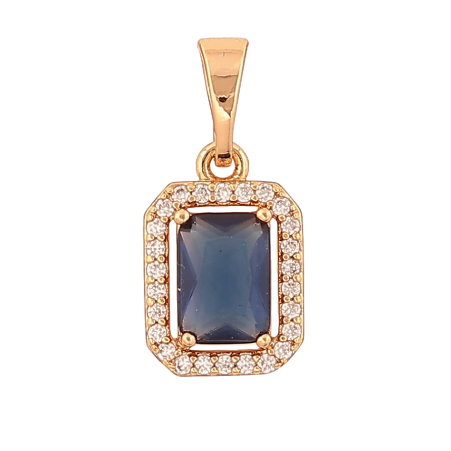 Кулон Xuping цвет Позолота 18K "Синий кристалл в обрамлении" для цепочки до 5мм фото №1