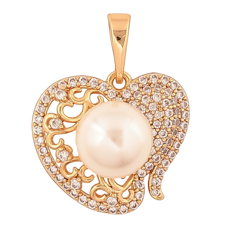Кулон Xuping цвет Позолота 18K "Сердечко с инкрустацией кристаллами и жемчужиной" для цепочки до 6мм фото №11