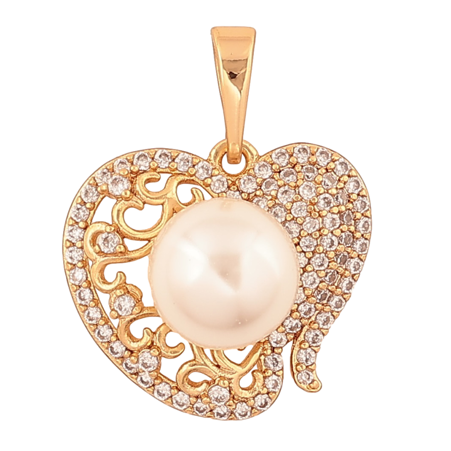 Кулон Xuping цвет Позолота 18K "Сердечко с инкрустацией кристаллами и жемчужиной" для цепочки до 6мм фото №1 Кулон Xuping цвет Позолота 18K "Сердечко с инкрустацией кристаллами и жемчужиной" для цепочки до 6мм фото №1