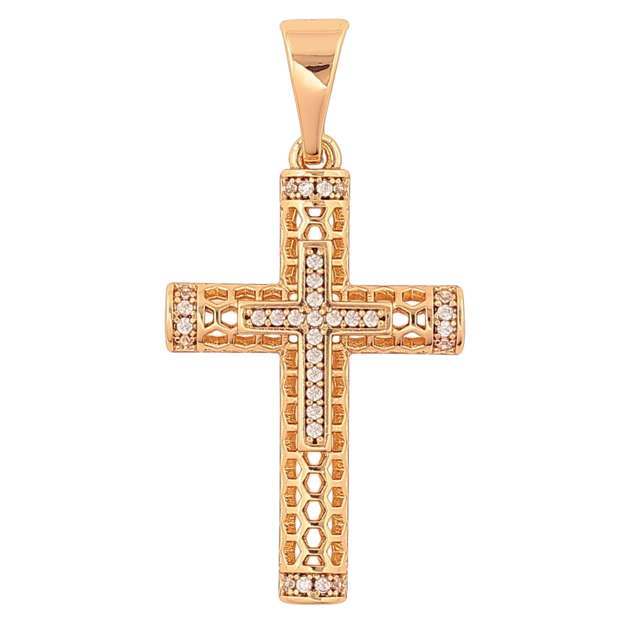 Кулон Xuping цвет Позолота 18K "Крест с кристаллами" для цепочки до 7мм фото №1