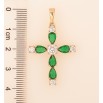 Кулон Xuping цвет Позолота 18K "Крест с зелеными кристаллами" для цепочки до 6мм фото №2