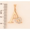 Кулон Xuping цвет Позолота 18K "Буква A с сердечком" для цепочки до 7мм фото №2
