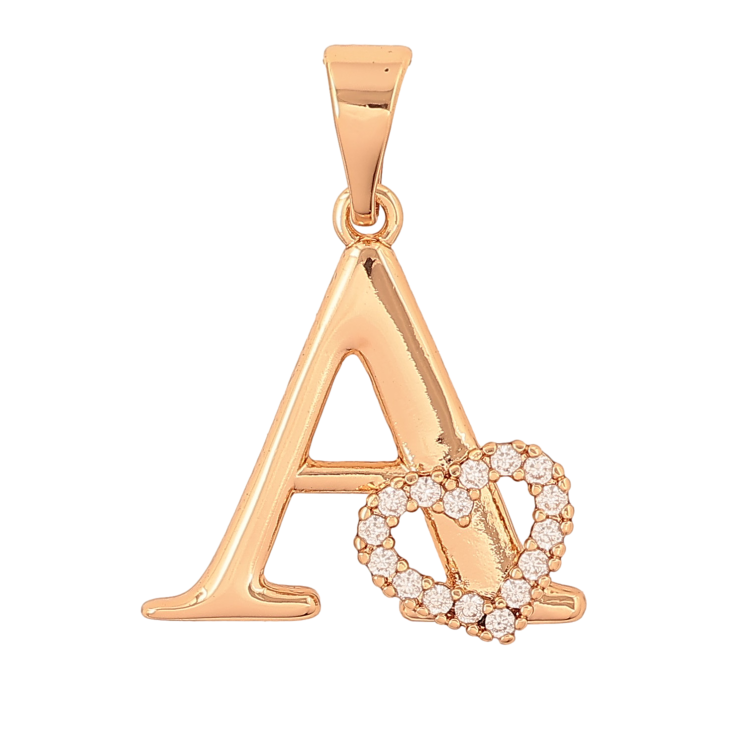 Кулон Xuping цвет Позолота 18K "Буква A с сердечком" для цепочки до 7мм фото №11