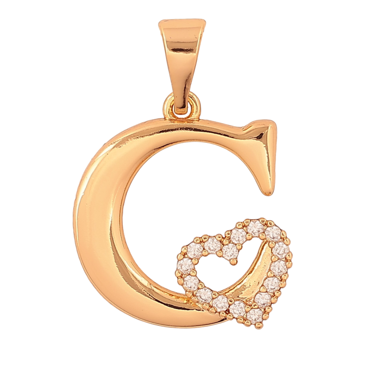 Кулон Xuping цвет Позолота 18K "Буква C с сердечком" для цепочки до 7мм фото №13