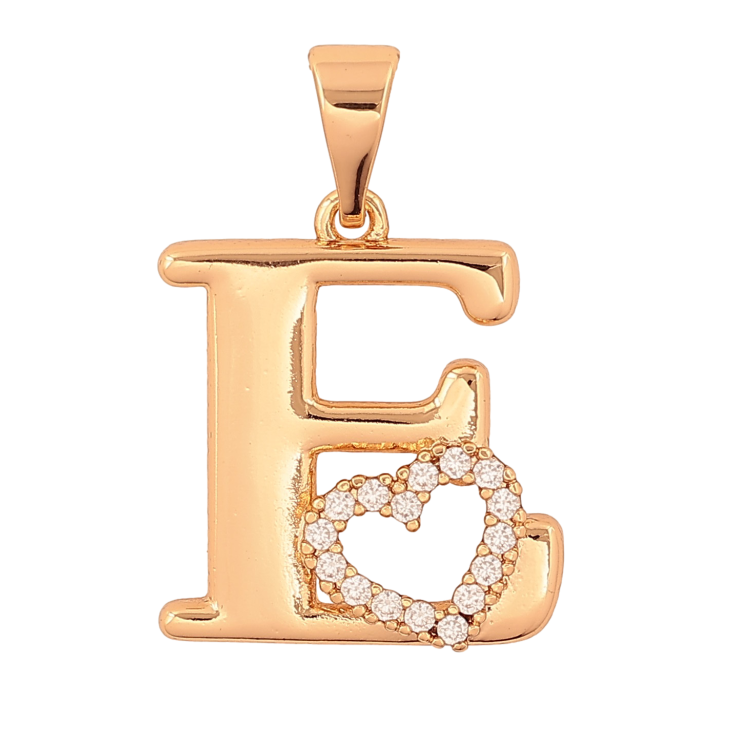 Кулон Xuping цвет Позолота 18K "Буква E с сердечком" для цепочки до 7мм фото №15