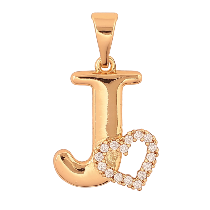Кулон Xuping цвет Позолота 18K "Буква J с сердечком" для цепочки до 7мм фото №19