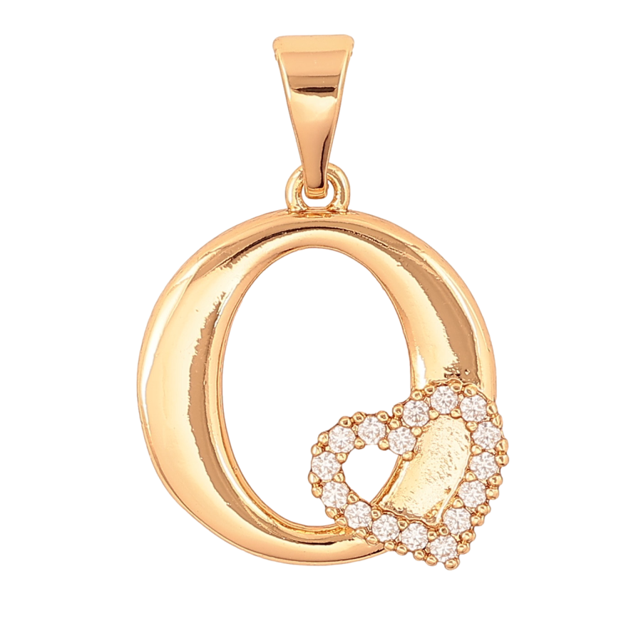 Кулон Xuping цвет Позолота 18K "Буква O с сердечком" для цепочки до 7мм фото №1