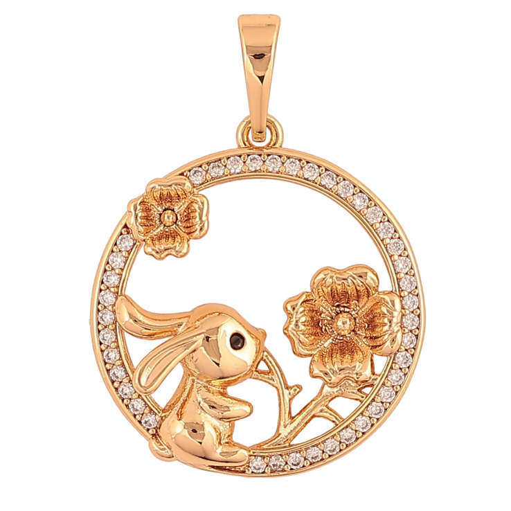 Кулон Xuping цвет Позолота 18K "Зайчик с цветочком" для цепочки до 6мм фото №19