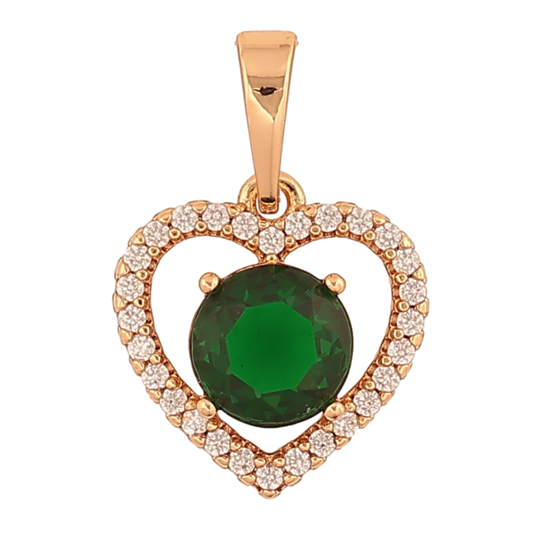 Кулон Xuping колір Позолота 18K "Серце з зеленим кристалом" для ланцюжка до 6мм фото №1 Кулон Xuping колір Позолота 18K "Серце з зеленим кристалом" для ланцюжка до 6мм фото №1
