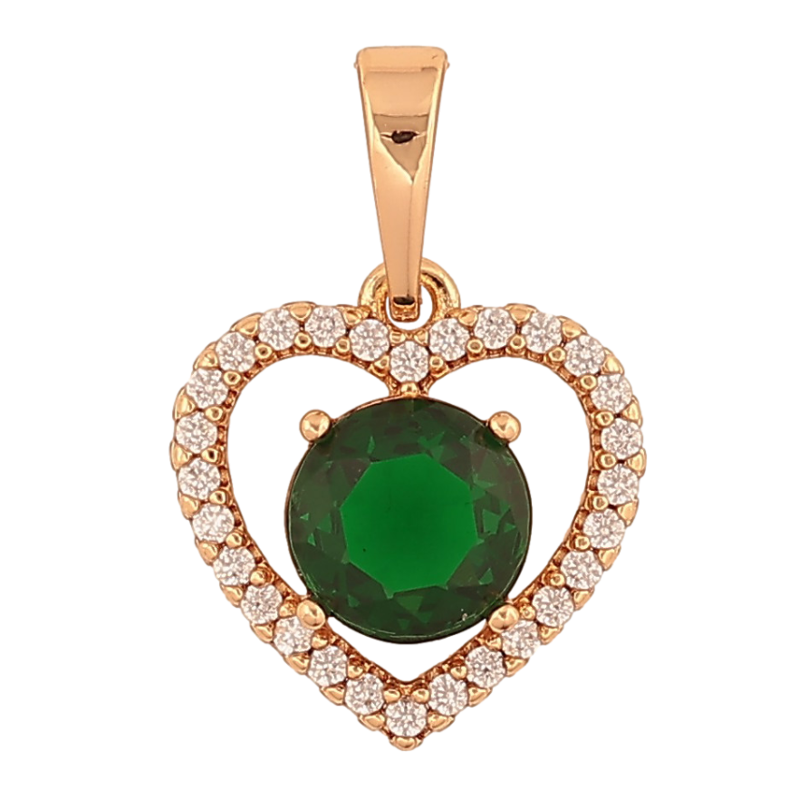 Кулон Xuping цвет Позолота 18K "Сердечко с зеленым кристаллом" для цепочки до 6мм фото №1 Кулон Xuping цвет Позолота 18K "Сердечко с зеленым кристаллом" для цепочки до 6мм фото №1