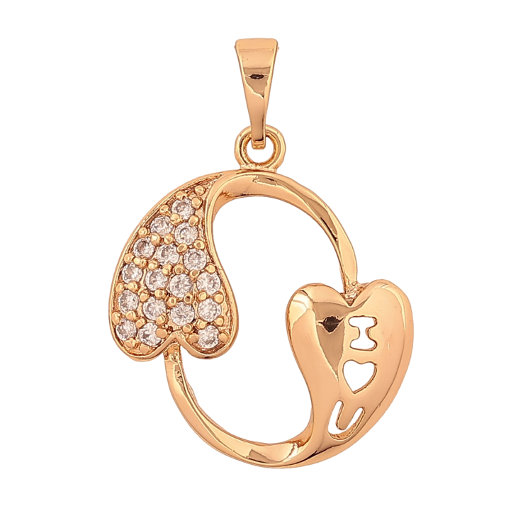 Кулон Xuping цвет Позолота 18K "Сердечки с кристаллами" для цепочки до 5мм фото №2 Кулон Xuping цвет Позолота 18K "Сердечки с кристаллами" для цепочки до 5мм фото №2