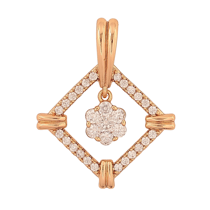Кулон Xuping цвет Позолота 18K "Ромб с кристальным цветочком" для цепочки до 5мм фото №5