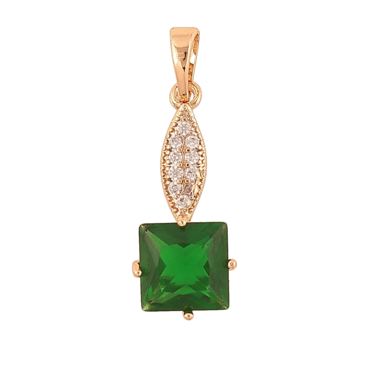 Кулон Xuping колір Позолота 18K "Візерунок із зеленим кристалом" для ланцюжка до 5мм фото №17 Кулон Xuping колір Позолота 18K "Візерунок із зеленим кристалом" для ланцюжка до 5мм фото №17