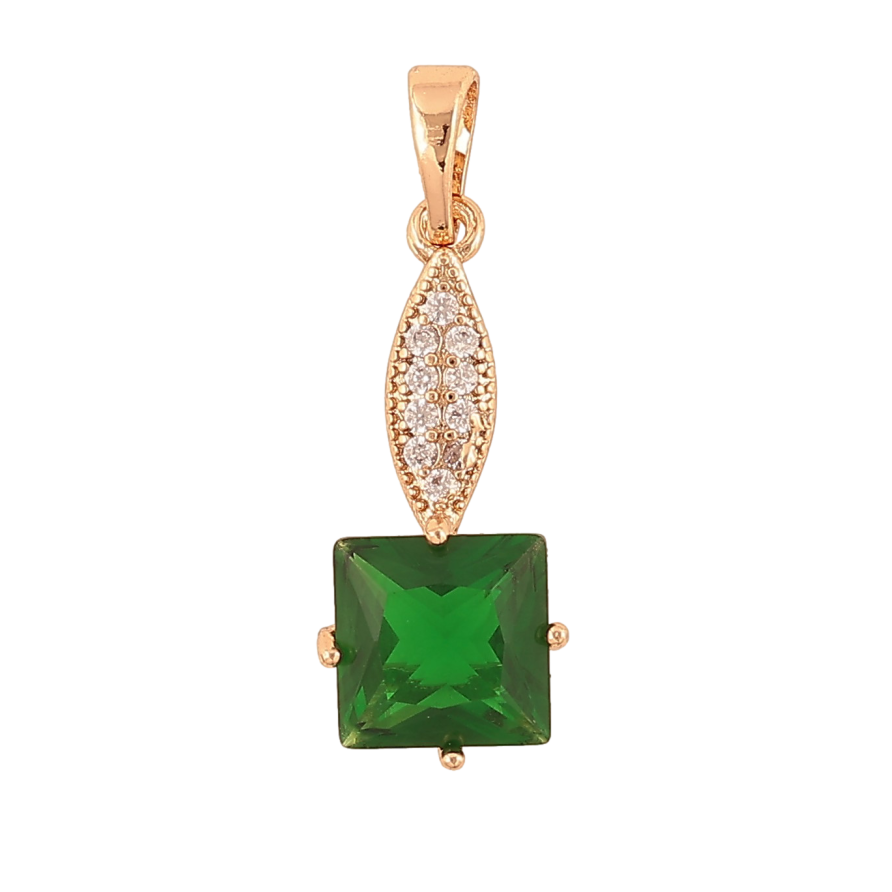 Кулон Xuping колір Позолота 18K "Візерунок із зеленим кристалом" для ланцюжка до 5мм фото №1 Кулон Xuping колір Позолота 18K "Візерунок із зеленим кристалом" для ланцюжка до 5мм фото №1