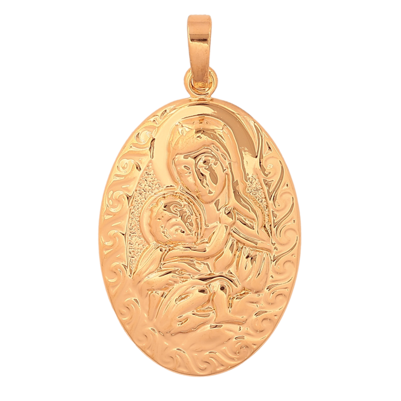 Кулон Xuping цвет Позолота 18K "Ладанка Дева Мария с младенцем" для цепочки до 6мм фото №7