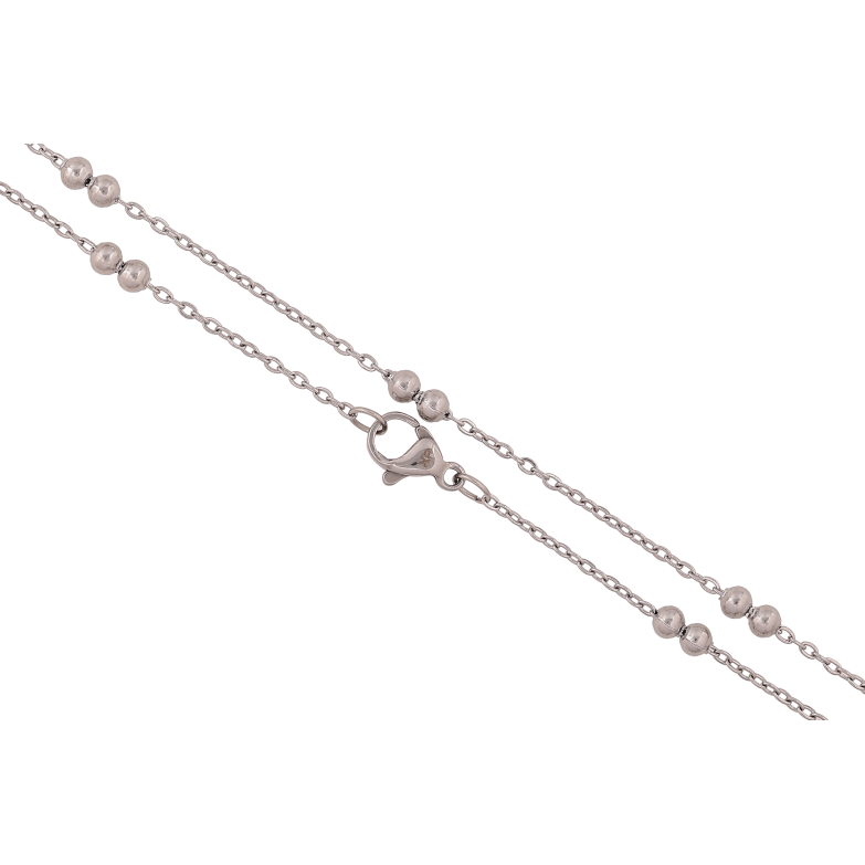Ланцюжок Xuping ТТМ Stainless Steel колір Родій "Плетіння Якірне з намистинами" довжина 45см х 1.5-3мм фото №7