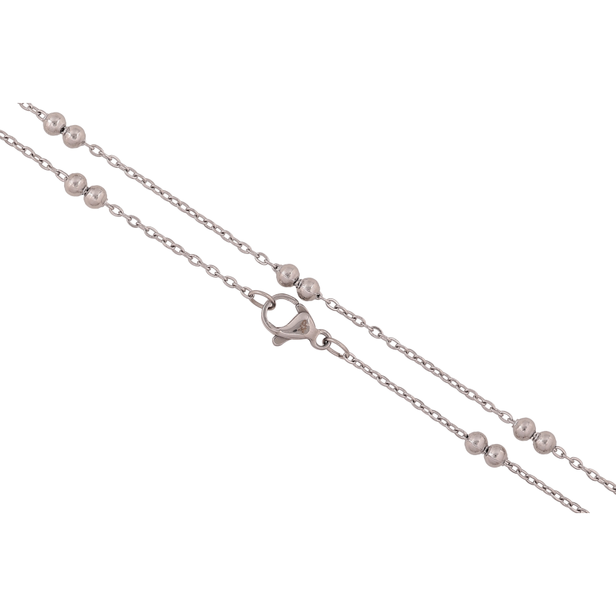 Цепочка Xuping ТТМ Stainless Steel цвет Родий "Плетение Якорное с бусинами" длина 45см х 1.5-3мм фото №1