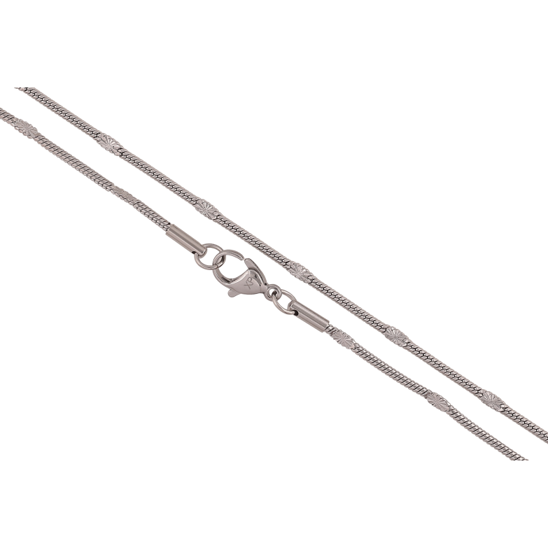 Ланцюжок Xuping ТТМ Stainless Steel колір Родій "Плетіння Ювелірний шнур з прокаткою" довжина 46см х 2мм фото №15
