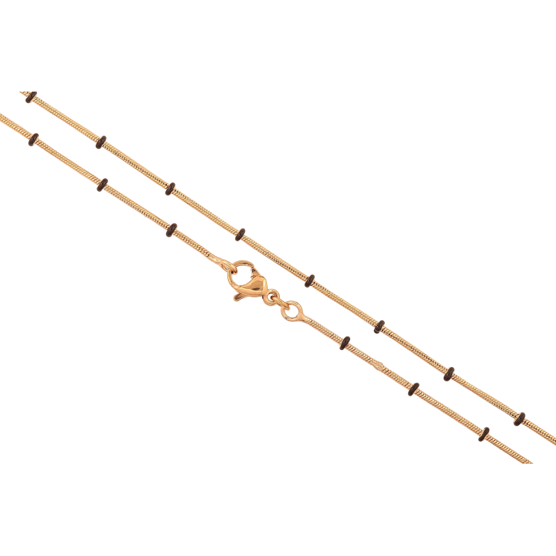 Цепочка Xuping цвет Позолота 18K "Плетение Ювелирный шнур с черными бусинами" длинна 45см х 1-2мм фото №2