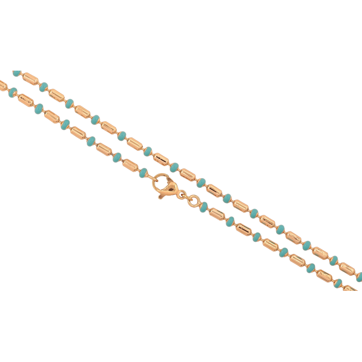 Ланцюжок Xuping колір Позолота 18K "Плетіння Перлина з блакитною емаллю" довжина 44см х 2-3мм фото №6 Ланцюжок Xuping колір Позолота 18K "Плетіння Перлина з блакитною емаллю" довжина 44см х 2-3мм фото №6